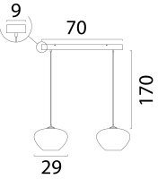 Hängelampe blendarm Karton Kakao Natur E27 L:70 cm