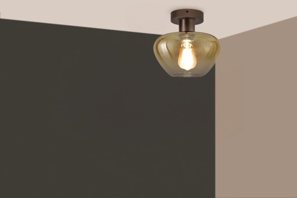 Deckenleuchte blendarm Glas Kakao Gold E27 Ø24 cm