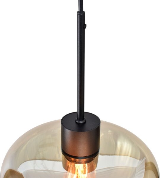 Hängelampe Glas Metall Schwarz Gold E27 L:130 cm 3-flmg