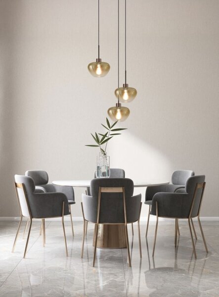 Pendelleuchte Modern Glas Kakao Gold E27 Ø24 cm rund