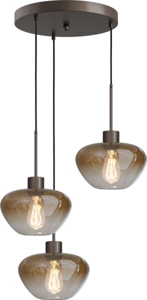 Pendelleuchte Modern Glas Kakao Gold E27 Ø24 cm rund