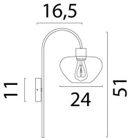 Wandlampe Glas Metall Schwarz Gold E27 H:61 cm Modern