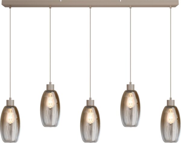 Pendelleuchte Glas Beige Gold E27 L:130 cm oval