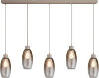 Pendelleuchte Glas Beige Gold E27 L:130 cm oval