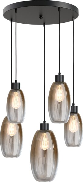 Hängelampe Glas Aluminium Schwarz Gold E27 L:50 cm rund