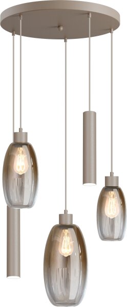 Hängelampe Glas Beige Gold E27 GU10 L:50 cm rund