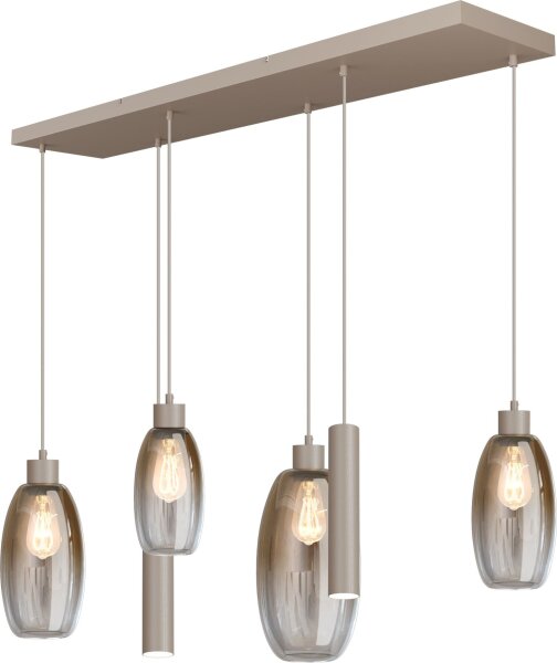 Hängelampe Glas Beige Gold E27 GU10 L:130 cm oval