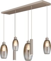 H&auml;ngelampe Glas Beige Gold E27 GU10 L:130 cm oval