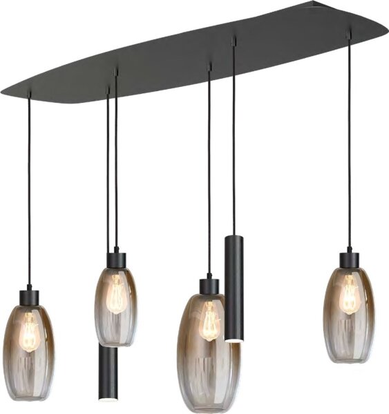 Hängelampe Glas Schwarz Gold E27 GU10 B:45 cm oval