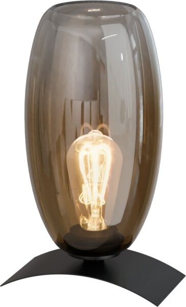 Tischleuchte Glas Schwarz Gold E27 H:31,5 cm oval