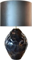 Tischlampe Keramik Stoff Schwarz Silber E27 H:99 cm