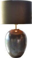 Tischlampe Keramik Stoff Silber Kaffeebraun E27 H:64 cm