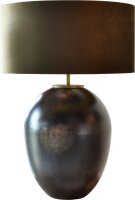Tischlampe Keramik Stoff Silber Kaffeebraun E27 H:74 cm