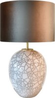 Tischlampe Keramik Stoff Wei&szlig; Anthrazit E27 &Oslash;37 cm