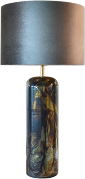 Tischlampe Keramik Stoff Schwarz Silber E27 H:75 cm
