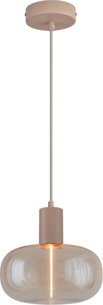 Pendelleuchte Glas Metall Beige Gold E27 Ø11 cm Modern