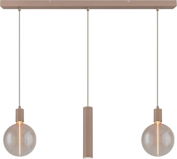Hängeleuchte Glas Metall Beige Gold E27 GU10 L:100 cm