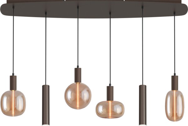 Pendelleuchte Glas Kakao Gold E27 GU10 L:140 cm oval