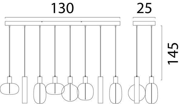 Hängelampe Glas Schwarz E27 GU10 L:130 cm Zylinder