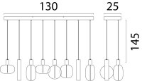 Hängelampe Glas Schwarz E27 GU10 L:130 cm Zylinder