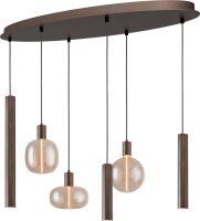 H&auml;ngelampe Glas Kakao Gold E27 GU10 L:100 cm oval