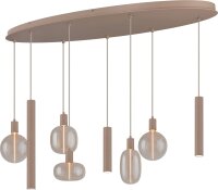 Pendelleuchte Glas Beige Gold E27 GU10 B:50 cm oval