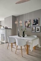 Pendelleuchte Glas Beige Gold E27 GU10 B:50 cm oval