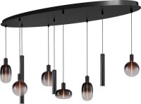 H&auml;ngelampe Metall Glas Schwarz E27 GU10 L:160 cm oval
