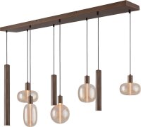 H&auml;ngeleuchte Glas Metall Kakao Gold E27 GU10 L:130 cm
