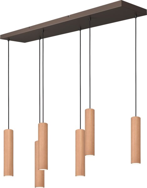 Hängelampe Holz Eiche Kakao GU10 L:130 cm Zylinder