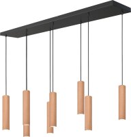 Pendelleuchte Holz Eiche Schwarz GU10 L:160 cm Zylinder
