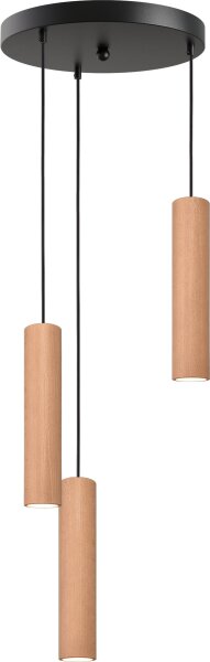 Pendelleuchte Holz Eiche Schwarz GU10 L:35 cm rund