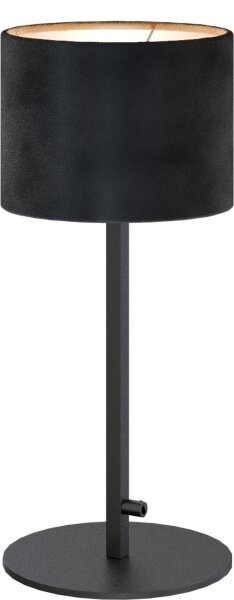 Tischleuchte Stoffschirm Metall Schwarz E27 Ø20 cm rund