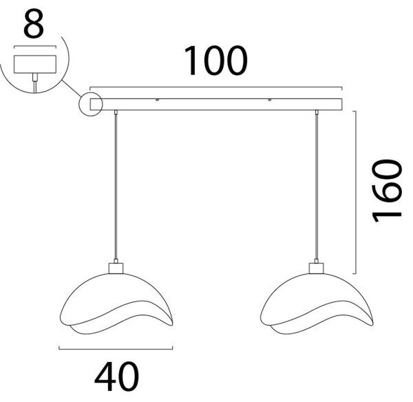 Hängelampe blendarm Kakao E27 L:100 cm geschwungen