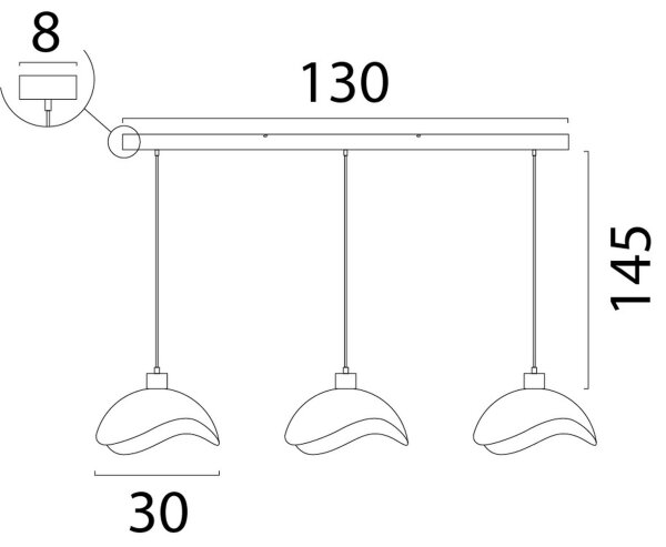 Hängelampe blendarm Beige E27 L:130 cm geschwungen