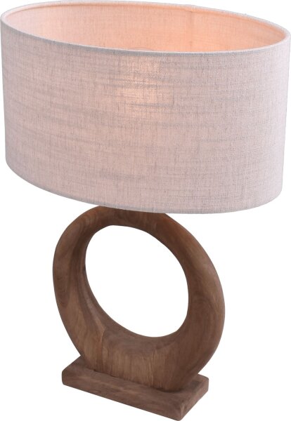Tischlampe blendarm Holz Stoff Natur Beige E27 B:27 cm