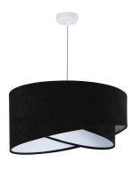 Suspension Abat-jour Noir Blanc Tissu rond &Oslash;50cm