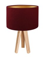 Lampe de table en bois Bordeaux Or Rétro 46cm Lampe
