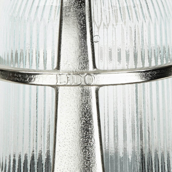 Massive Wandleuchte Außen in Nickel Messing Glas