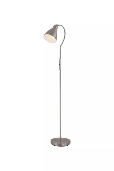 Stehlampe Metall Nickel Weiß Fußschalter E27 H:145 cm