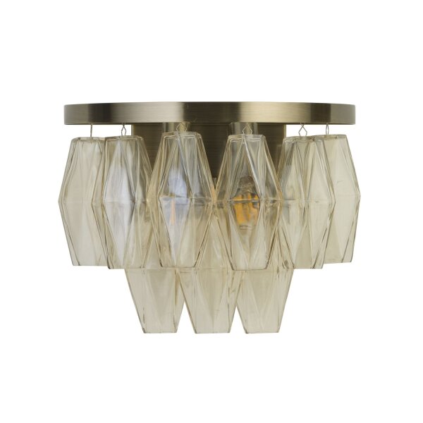 Wandlampe Glas Messing Antik Champagner E14 H:22 cm