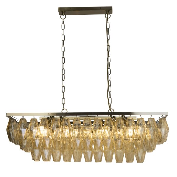 Hängelampe Glas Messing Antik Champagner E14 L:98 cm