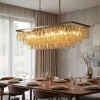 H&auml;ngelampe Glas Messing Antik Champagner E14 L:98 cm