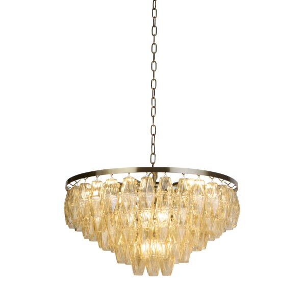 Pendelleuchte Glas Messing Antik Champagner E14 Ø70 cm