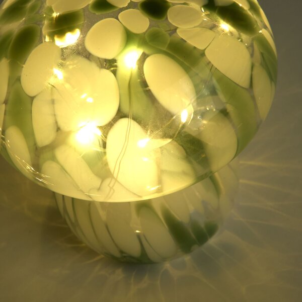 LED Tischleuchte 3000K Glas Grün Weiß H:15 cm Pilzform