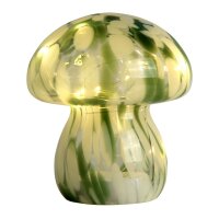 LED Tischleuchte 3000K Glas Gr&uuml;n Wei&szlig; H:15 cm Pilzform