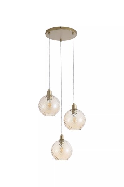 Pendelleuchte Glas Metall Gold Champagner E27 L:46 cm