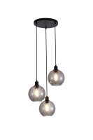H&auml;ngelampe Metall Rauchglas Schwarz E27 L:46 cm modern