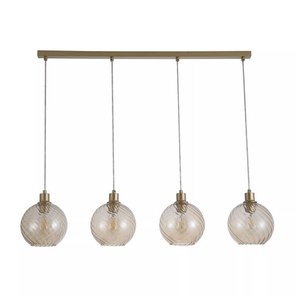 Pendelleuchte Glas Metall Gold Champagner E27 L:110 cm