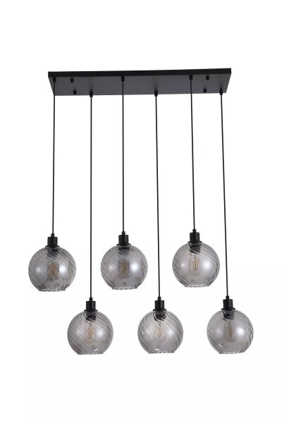 Pendelleuchte Metall Rauchglas Schwarz E27 L:95 cm